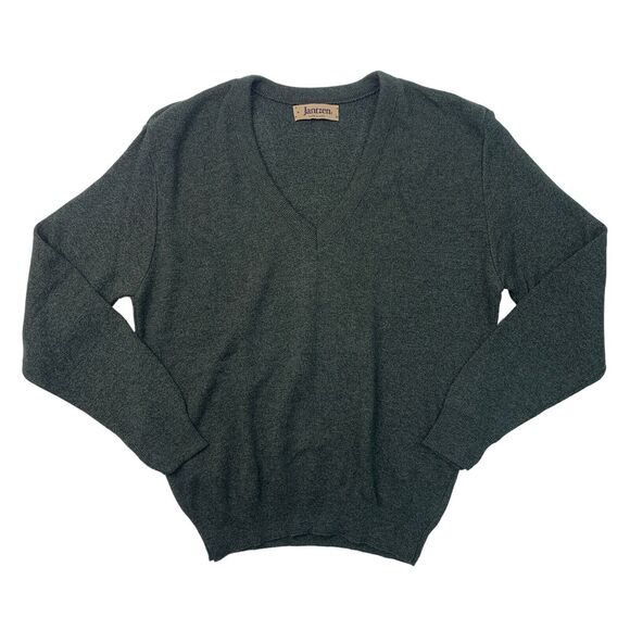 Jantzen Other - Vintage Jantzen Sweater Mens L Large Hunter Green Knit V Neck Pullover Made USA